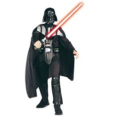 QTY OF ITEMS TO INLCUDE BOX OF ASSORTED ADULT FANCY DRESS COSTUMES TO INCLUDE STAR WARS TM DARTH VADER TM DELUXE ADULT COSTUME SIZE LARGE AND XLARGE, SMIFFYS VENETIAN TEMPTRESS COSTUME, RED WITH TOP,