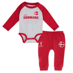 QTY OF ITEMS TO INLCUDE BOX OF X30 CHILDREN’S SPORTS CLOTHES TO INCLUDE OFFICIAL FIFA WORLD CUP 2022 LONG SLEEVE BABY GROW & PANTS SET, BABY'S, DENMARK, 12 MONTHS, OFFICIAL FIFA WORLD CUP 2022 INFANT