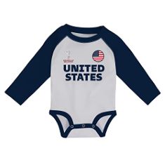 QTY OF ITEMS TO INLCUDE BOX OF X27 CHILDREN SPORTS CLOTHING OFFICIAL FIFA WORLD CUP 2022 LONG SLEEVE BABY GROW & PANTS SET, BABY'S, USA, 18 MONTHS, OFFICIAL FIFA WORLD CUP 2022 LONG SLEEVE BABY GROW