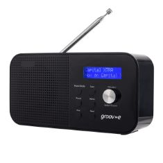 10 X GROOV-E VENICE DAB & FM DIGITAL RADIO - BUILT-IN ALARM CLOCK & BLUETOOTH CONNECTIVITY - LCD DISPLAY - MAINS OR BATTERY OPERATED - PORTABLE RADIO - 20 PRESET STATIONS - BLACK. (DELIVERY ONLY)