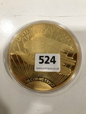 22 CARAT GOLD PLATED OVERSIZED AMERICAN 1933 TWENTY DOLLAR COIN (DELIVERY ONLY)