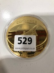22 CARAT GOLD PLATED OVERSIZED FINAL FLIGHT OF CONCORDE COMMEMORATIVE COIN (DELIVERY ONLY)