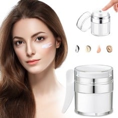 QUANTITY OF CREAM JAR VACUUM BOTTLE WITH SPATULAS, AIRLESS PUMP BOTTLE PORTABLE COSMETIC CONTAINER SAMPLE POTS EMPTY REFILLABLE TRAVEL CREAM BOTTLE FOR LOTIONS, FACE CREAMS, MOISTURISER, MAKEUP-15ML