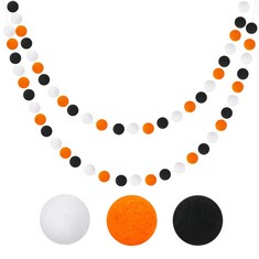 QUANTITY OF ASSORTED ITEMS TO INCLUDE G2PLUS 2PCS COLORED FELT BALL GARLAND - POM POM GARLAND WITH 60 BALLS FOR HALLOWEEN - ORANGE BLACK AND WHITE FELT BALL GARLANDS FOR HALLOWEEN PARTY DECORATION: L