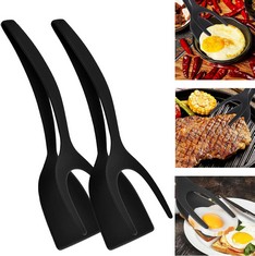 QUANTITY OF ASSORTED ITEMS TO INCLUDE 2PCS EGG FLIPPER SPATULA, 2 IN 1 SPATULA AND TONGS, PLASTIC SPATULA FOR COOKING, GRIP AND FLIP SPATULA FOR FISH EGG BURGER PANCAKE, EGG FLIPPER FOR NON STICK PAN
