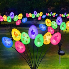 11 X UPGRADED 2 PACKS SOLAR EASTER GARDEN STAKE LIGHTS, EASTER DECORATIONS SOLAR EASTER YARD STAKE OUTDOOR WATERPROOF EASTER PATH LIGHTS FOR YARD GARDEN LAWN SPRING PARTY DECOR - TOTAL RRP £92: LOCAT