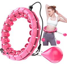 9 X LEAFIA SMART HULA HOOP, DETACHABLE 24 SECTIONS AND ADJUSTABLE SOFT TIRE MASSAGE, NO FALLING, FOR ADULTS, KIDS, BEGINNERS, CHILDREN, FITNESS, MASSAGE, WEIGHT LOSS, EXERCISE, WEIGHTED, SPORTS (PINK