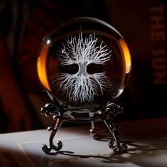 21 X VSKIKRIS 60MM TREE LIFE CRYSTAL BALL 3D LASER TREE OF LIFE FIGURINE CRYSTAL SPHERE PAPERWEIGHT GLASS BALL GIFTS HOME DECOR TABLE CENTERPIECE CRAFT - TOTAL RRP £140: LOCATION - E