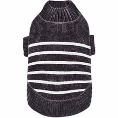 17 X BLUEBERRY PET COZY SOFT CHENILLE CLASSY STRIPED DOG SWEATER IN CHIC GREY, BACK LENGTH 56CM, PACK OF 1 CLOTHES FOR DOGS - TOTAL RRP £510: LOCATION - E