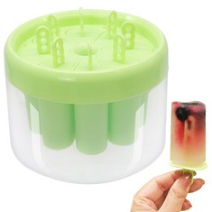 QUANTITY OF ASSORTED ITEMS TO INCLUDE ICE LOLLY MOULDS WITH STICKS, 8 CAVITIES ICE CREAM MOULDS ROUND ICE HOLDER, REUSABLE ICE POP MOULDS FOR KIDS DIY HOMEMADE POPSICLES (GREEN):: LOCATION - E