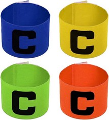 QUANTITY OF ASSORTED ITEMS TO INCLUDE HREDZEO CAPTAIN ARMBAND,4 PACK COLOUR CAPTAIN'S ARMBAND FOR SENIOR/JUNIOR FOOTBALL HOCKEY RUGBY NETBALL TENNIS AND ADULT/YOUTH SOCCER SPORTS BIG C: LOCATION - F