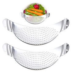 QUANTITY OF ASSORTED ITEMS TO INCLUDE 2PCS HALF MOON PAN STRAINER, STAINLESS STEEL KITCHEN PASTA STRAINER POTS COLANDERS FOR WASHING VEGETABLES FRUITS DRAIN NOODLES: LOCATION - G