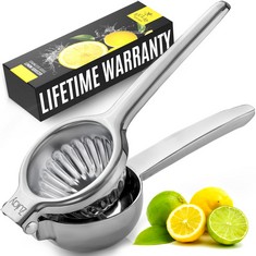 8 X LEMON SQUEEZER STAINLESS STEEL WITH PREMIUM QUALITY HEAVY DUTY SOLID METAL SQUEEZER BOWL - LARGE MANUAL CITRUS PRESS JUICER AND LIME SQUEEZER STAINLESS STEEL - BY ZULAY KITCHEN - TOTAL RRP £120: