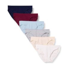 QTY OF ITEMS TO INLCUDE ASSORTED WOMEN’S UNDERWEAR TO INCLUDE  ESSENTIALS WOMEN'S COTTON BIKINI BRIEF UNDERWEAR (AVAILABLE IN PLUS SIZE), PACK OF 6, COOL COLORS/WARM SHADES, 16,  ESSENTIA