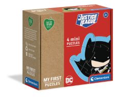 QTY OF ITEMS TO INLCUDE ASSORTED TOYS AND GAMES TO INCLUDE CLEMENTONI 20830 DC COMICS MY FIRST PLAY FOR FUTURE JUSTICE LEAGUE, 4 (3,6,9 AND 12 PIECES) -JIGSAW PUZZLES FOR KIDS AGE 2-100% RECYCLED MAT