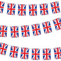 115 X AMSCAN 9913040 RWB GB FLAG PLASTIC BUNTING (6PCS, 5M). (DELIVERY ONLY)