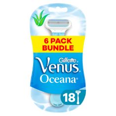 QTY OF ITEMS TO INLCUDE ASSORTED SHAVING ITEMS TO INCLUDE GILLETTE VENUS OCEANA , 6X3 PACK WOMEN'S DISPOSABLE RAZORS ( 18 RAZORS), GILLETTE FUSION5 PROGLIDE RAZOR BLADES. (DELIVERY ONLY)