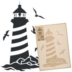 ASSORTED ITEMS TO INCLUDE NAKLEO REUSABLE PLASTIC WALL STENCIL - 43X64CM / 17” X 25” - LIGHTHOUSE MARINE SEA - LARGE WALLPAPER PATTERN PAINTING DIY ART CRAFT TEMPLATE - FABRIC FURNITURE WOOD CANVAS.