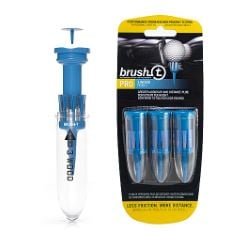 10 X BRUSH T PREMIUM PLASTIC GOLF TEES, BLUE 3 WOOD 3-PACK, SIZE 2", UNBREAKABLE INNOVATIVE DESIGN, CONSISTENT HEIGHT, PERFECT GOLF GIFT FOR MEN AND WOMEN. GOLFING TEES, WORKS WITH ANY GOLF BALL. (DE