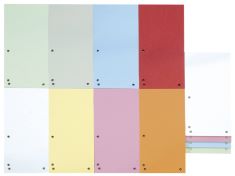 25 X DONAU PACK OF 100 DIVIDER STRIPS/COLOUR: ASSORTED COLOURS / 1/3 A4 MADE FROM 190 G/M² RECYCLED CARDBOARD / 4 PUNCHED / 23.5 X 10.5 CM/PERFORATED/DIVIDERS/FOLDER INDEX DIVIDERS/MADE IN EU. (DELIV