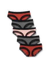 QTY OF ITEMS TO INLCUDE X25 ASSORTED WOMEN’S UNDERWEAR TO INCLUDE IRIS & LILLY WOMEN'S COTTON AND LACE HIPSTER KNICKERS, PACK OF 5, DARK RED/GREY HEATHER/LIGHT PINK, 8, IRIS & LILLY WOMEN'S COTTON AN