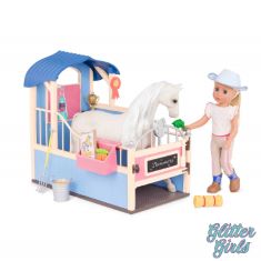 3 X GLITTER GIRLS - GG HORSE STABLE BARN PLAYSET WITH SADDLE AND PLAY FOOD ITEMS (PINK & BLUE) - 36 CM DOLL AND HORSE ACCESSORIES FOR KIDS AGES 3 AND UP - CHILDREN’S TOYS. (DELIVERY ONLY)