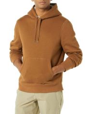 QTY OF ITEMS TO INLCUDE ASSORTED CLOTHING TO INCLUDE  ESSENTIALS MEN'S SHERPA-LINED PULLOVER HOODIE SWEATSHIRT, TOFFEE BROWN, XS,  ESSENTIALS MEN'S SLIM-FIT 11" LIGHTWEIGHT COMFORT STRETC