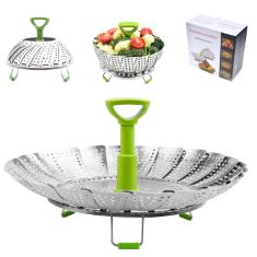 QTY OF ITEMS TO INLCUDE BOX OF ASSORTED ITEMS TO INCLUDE BANGSHOU STEAMING BASKET FOR COOKING, STAINLESS STEEL VEGETABLE STEAMER FOR SAUCEPAN, METAL COLLAPSIBLE PAN STEAMER INSERT FOR FOOD, SMALL FOL