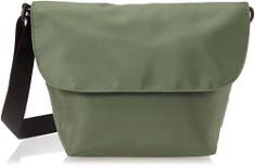 QTY OF ITEMS TO INLCUDE ASSORTED ITEMS TO INCLUDE  ESSENTIALS UNISEX ADULTS' MESSENGER CROSSBODY BAG, LIGHT MILITARY GREEN, ONE SIZE,  ESSENTIALS MEN'S SLIM-FIT BOOTCUT JEANS, WASHED BLAC