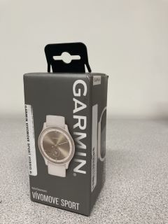 GARMIN VIVOMOVE SPORT SMARTWATCH (ORIGINAL RRP - £149) IN IVORY: MODEL NO 010-02566-01 (BOXED WITH MANUFACTURE ACCESSORIES). (SEALED UNIT). [JPTB4065]