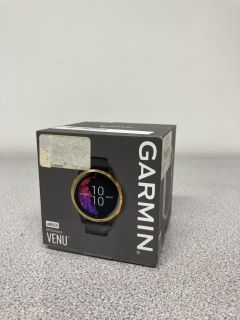 GARMIN VENU GPS SMARTWATCH (ORIGINAL RRP - £299) IN BLACK AND GOLD: MODEL NO 010-02173-32 (BOXED WITH MANUFACTURE ACCESSORIES) [JPTB4047]