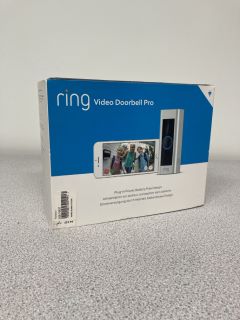 RING VIDEO DOORBELL PRO HOME ALARM SYSTEM (ORIGINAL RRP - £129) IN SILVER: MODEL NO G6F15N0303751358 (BOXED WITH MANUFACTURE ACCESSORIES) [JPTB4049]