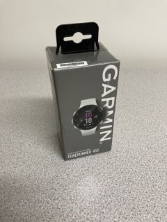 GARMIN FORERUNNER 45S SMARTWATCH (ORIGINAL RRP - £119) IN WHITE: MODEL NO 010-02156-10 (BOXED WITH MANUFACTURE ACCESSORIES). (SEALED UNIT). [JPTB4036]