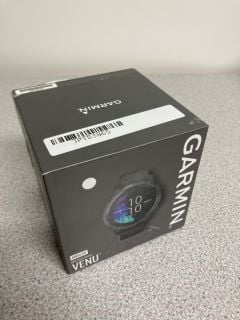 GARMIN VENU GPS SMARTWATCH  (ORIGINAL RRP - £329) IN BLACK: MODEL NO 010-02173-12 (BOXED WITH MANUFACTURE ACCESSORIES). (SEALED UNIT). [JPTB3865]