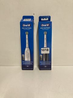 2 X ORAL-B BATTERY POWERED ELECTRIC TOOTHBRUSHES