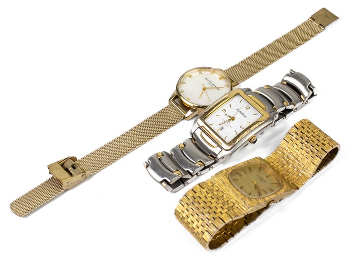 Stainless Steel Mesh Strap Watch (Currently Running). Rotary Gold Plated Watch. Amadeus Bi-colour Stainless Steel Watch. (Not Currently Running) (VAT Only Payable on Buyers Premium)