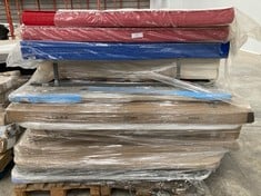 PALLET OF ASSORTED FURNITURE INCLUDING 4 MATTRESSES (MAY BE BROKEN, INCOMPLETE OR DIRTY).