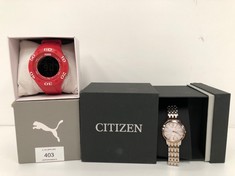 2 X CITIZEN WATCHES MODEL 891030202 AND PUMA MODEL P6037 - LOCATION 2B.