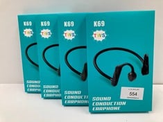 4 X TWS K69 SOUND-CONDUCTING HEADPHONES