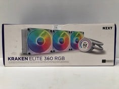 NZXT KRAKEN ELITE 360 RGB - AIO LIQUID COOLING PC FOR 360 MM PROCESSOR CPU HEAT SINK PC CASE - CUSTOMISABLE 2,36" LCD DISPLAY - 3 RGB FANS - WHITE COLOUR - RL-KR36E-W1 - LOCATION 3C.