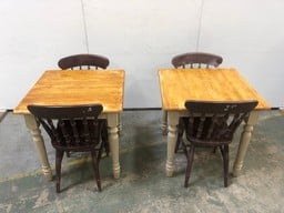 2 X FARMHOUSE WOOD TABLES TO INCLUDE 4 X CHAIRS
