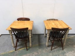 2 X FARMHOUSE WOODEN TABLES TO INCLUDE 4 X CHAIRS