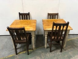 2 X FARMHOUSE WOODEN TABLES TO INCLUDE 4 X CHAIRS