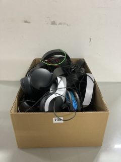 BOX OF ASSORTED HEADSETS
