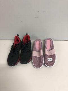 TWO PAIRS OF FOOTWEAR TO INCLUDE SLIP ON FASHION SHOES
