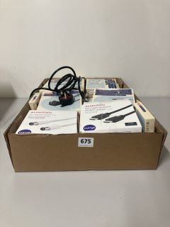BOX OF ASSORTED TECH CABLES TO INCLUDE LOGIK