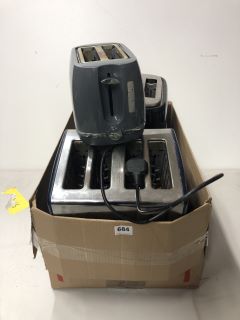 A BOX OF ASSORTED TOASTERS