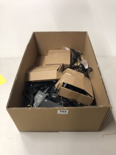 A BOX OF ASSORTED LAPTOP POWER ADAPTERS