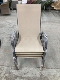 SET OF FOUR STACKING GARDEN ARMCHAIRS
