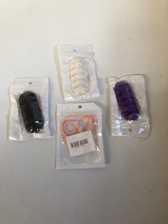 BOX OF ASSORTED ITEMS INCLUDE SILICONE CABLE HOLDERS COLOUR BLACK